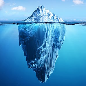 An iceberg in deep water