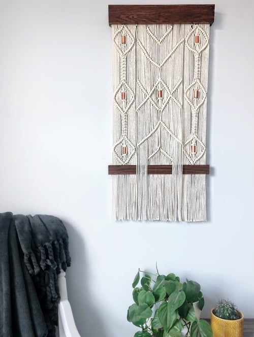 A macrame wall hanging from Halifax Wood and Fibre