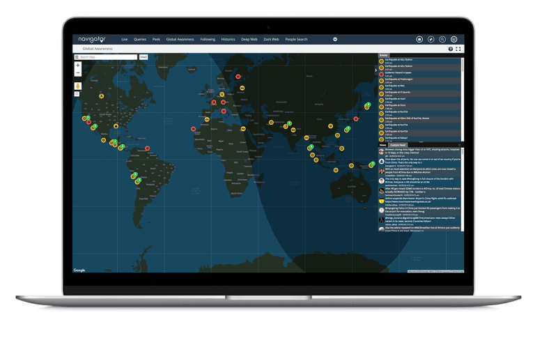 Navigator's Global Awareness feature displayed on a laptop.