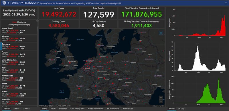 Johns Hopkins COVID Dashboard