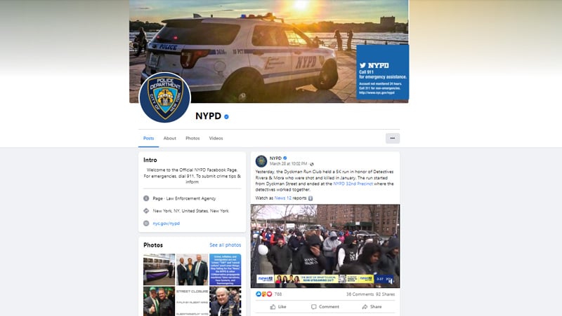 NYPD Facebook page