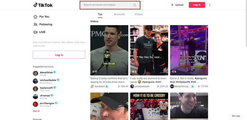 Search for relevant accounts on TikTok