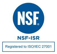 NSF-ISR Certification Icon, registered to ISO-IEC-27001
